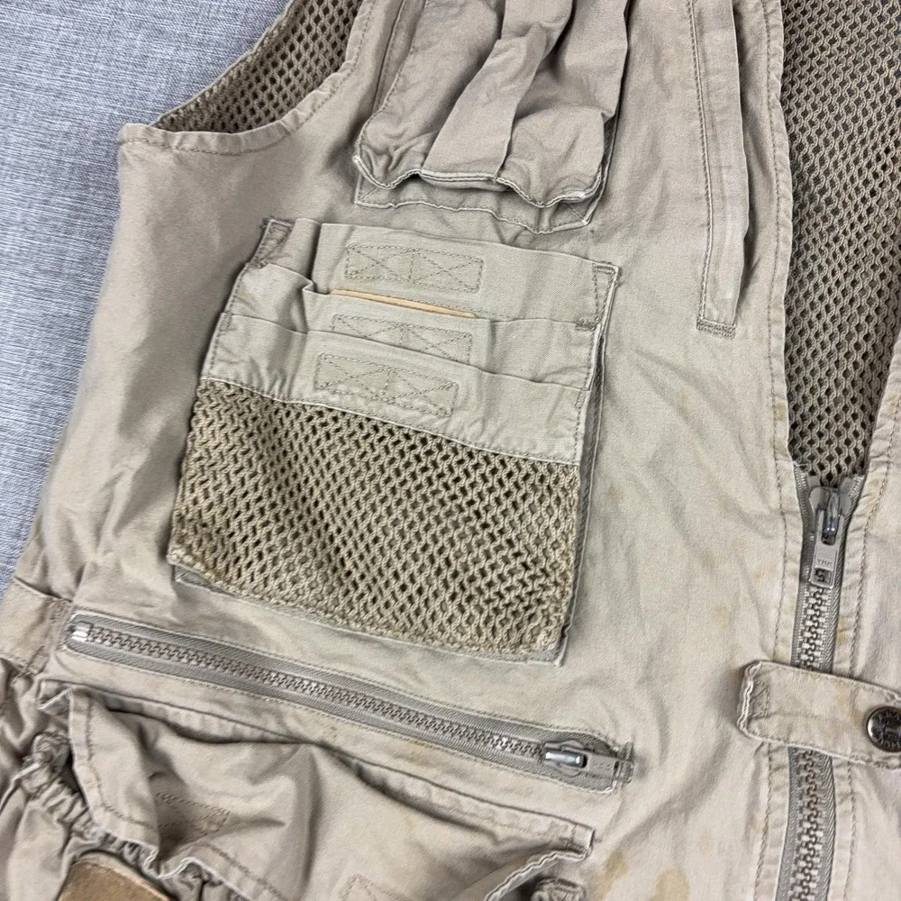 Vintage Banana Republic Vest Mens XL Beige Cotton Safari Fishing Outdoor 80s